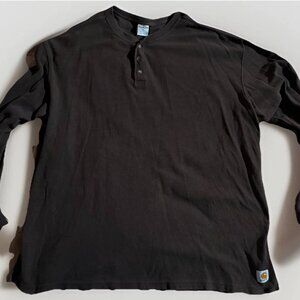 Carhartt Waffle Knit Long Sleeve Henley Tee Brown Men’s XL Henley
